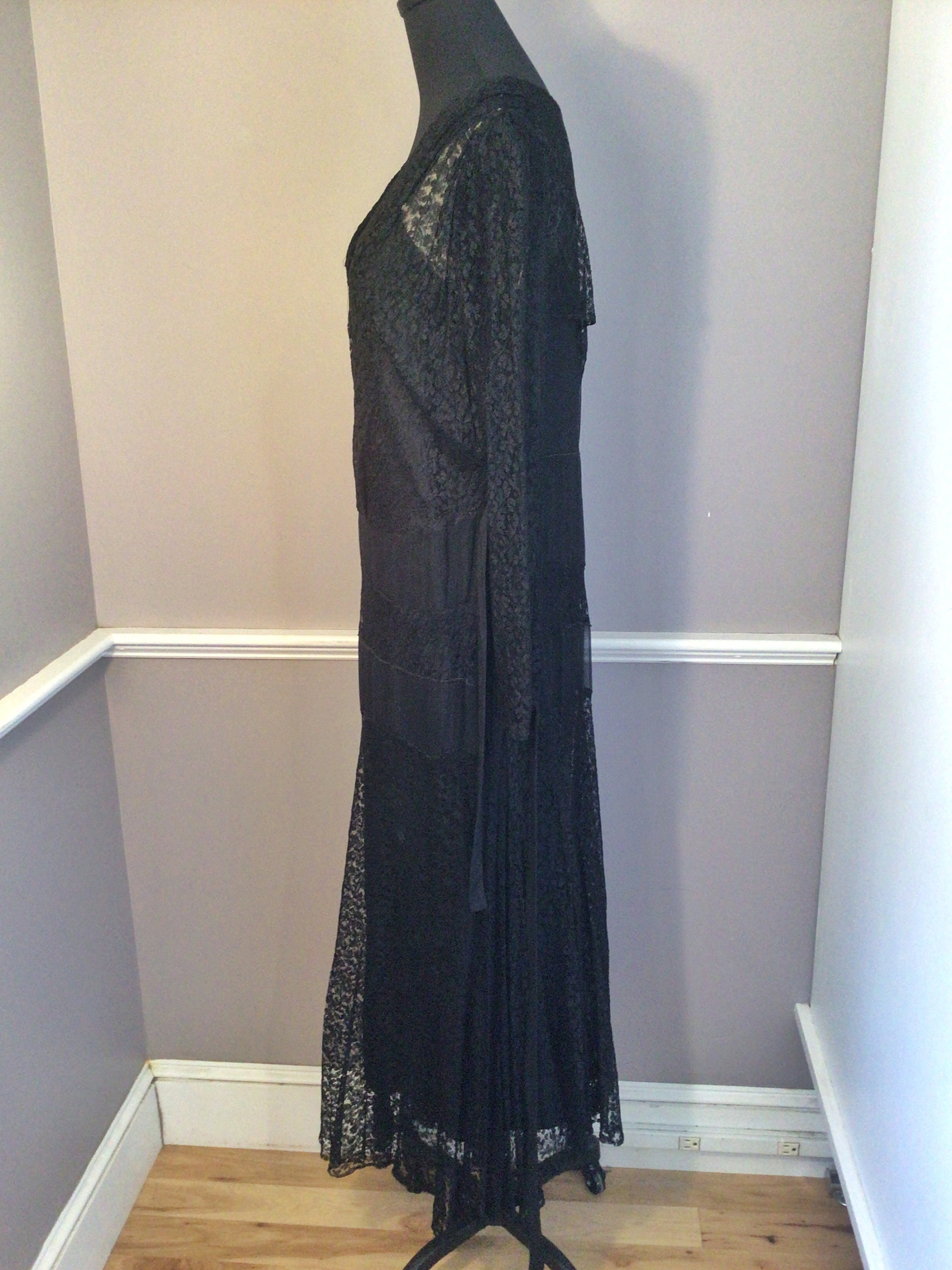 RARE Vintage 1930s Black Lace Silk Rayon, Ladies Evening Dress - Etsy