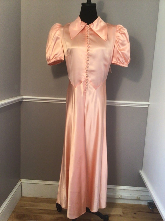 Authentic Vintage 1940s pink silk Satin Dress Gown - image 8