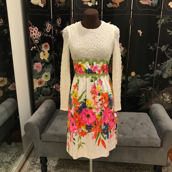Vintage 1970s DoubleKnit and Tropical Print Hippie