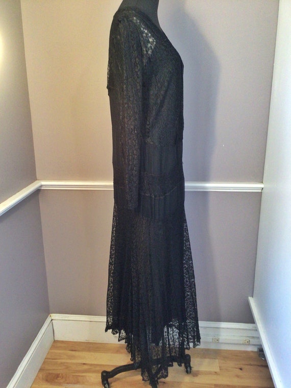 RARE Vintage 1930s Black Lace Silk Rayon, Ladies … - image 3