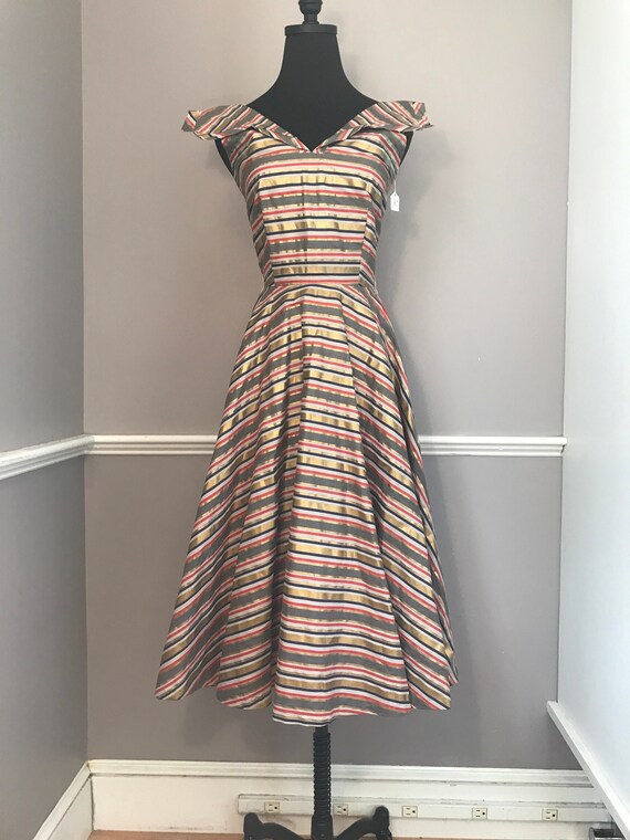 Authentic Vintage Mid Century 1950s Stripe Dress
