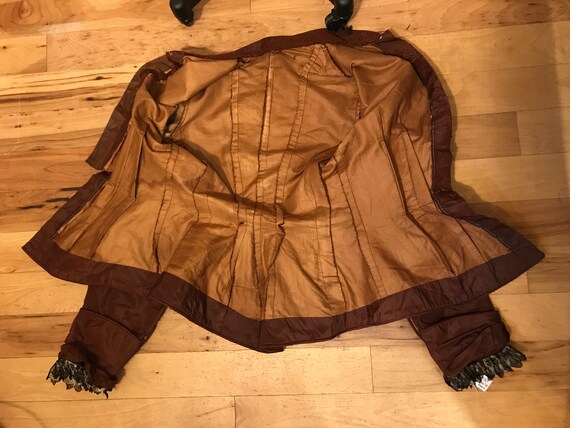 Authentic Vintage Victorian 1869 1870s Brown Silk… - image 9