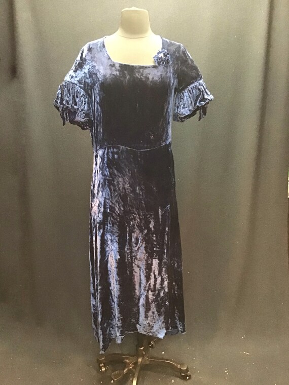 True Vintage 1930 Royal Blue Silk Velvet Dress