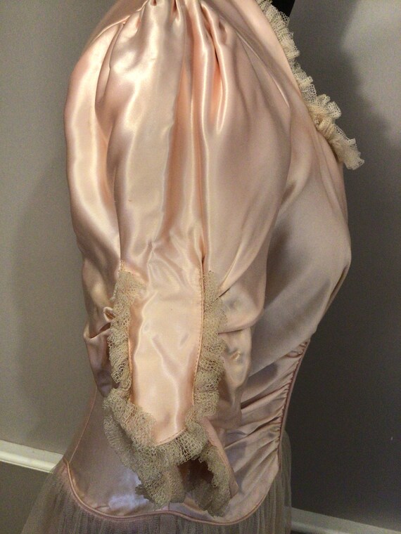 Vintage 1940s early 50s Rose Pink Satin Dress Gow… - image 6