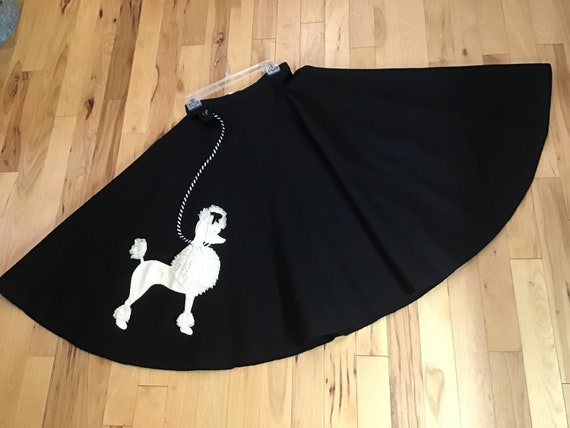 Authentic Rare 1950s Black Wool Poodle Skirt
