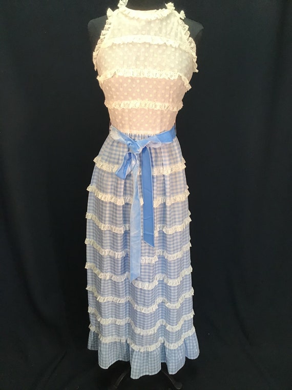 Vintage 1970s Cotton Sleeveless Summer Maxi Dress