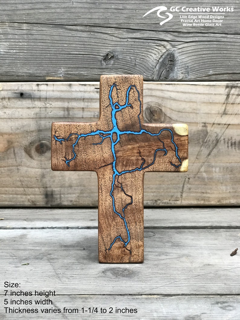 Download Chunker Cross Live Edge Mesquite Wood with Fractal Art ...