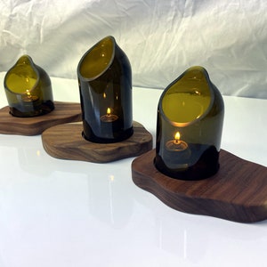 Tranquil Amber Wine Candle Art Holder Set ITEM GCWTRANQUILSETLESSA image 3