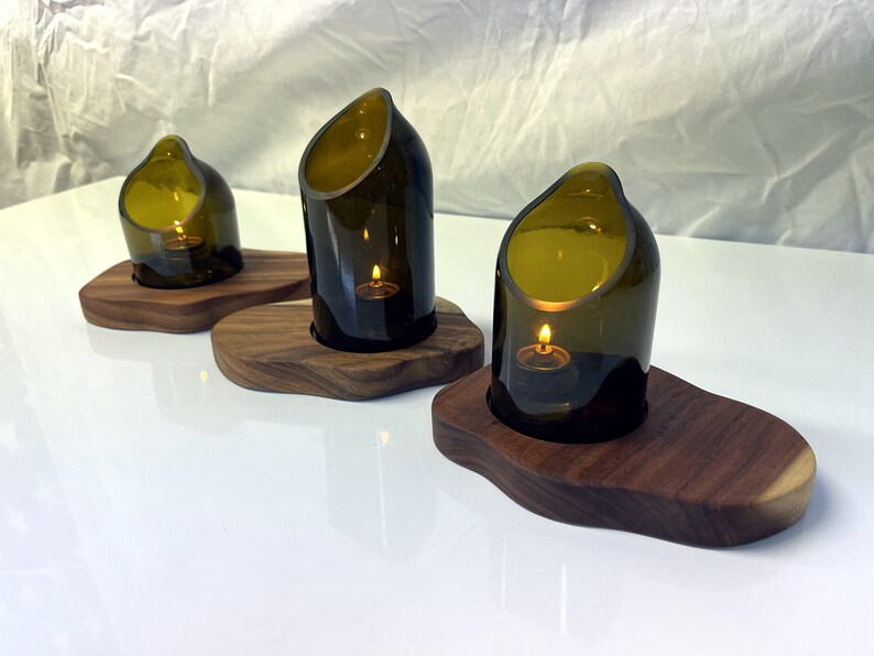 Tranquil Amber Wine Candle Art Holder Set ITEM GCWTRANQUILSETLESSA image 3