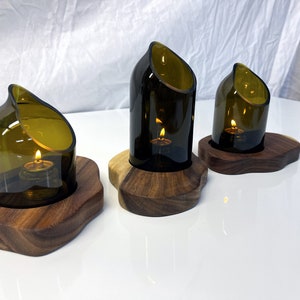 Tranquil Amber Wine Candle Art Holder Set ITEM GCWTRANQUILSETLESSA image 2