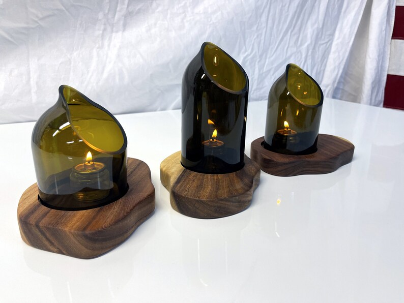 Tranquil Amber Wine Candle Art Holder Set ITEM GCWTRANQUILSETLESSA image 2