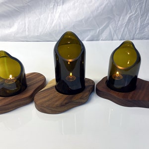 Tranquil Amber Wine Candle Art Holder Set ITEM GCWTRANQUILSETLESSA image 1