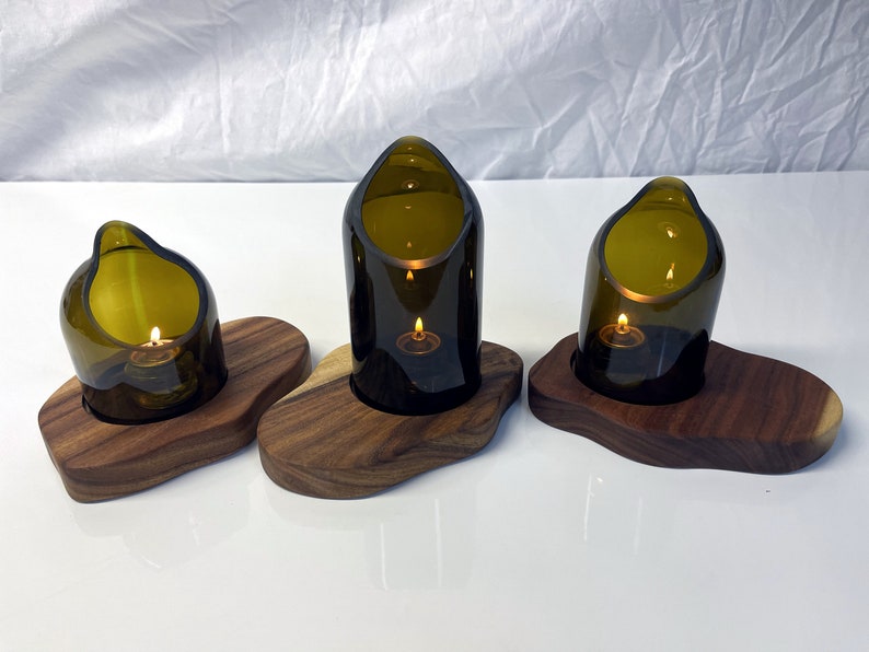 Tranquil Amber Wine Candle Art Holder Set ITEM GCWTRANQUILSETLESSA image 1