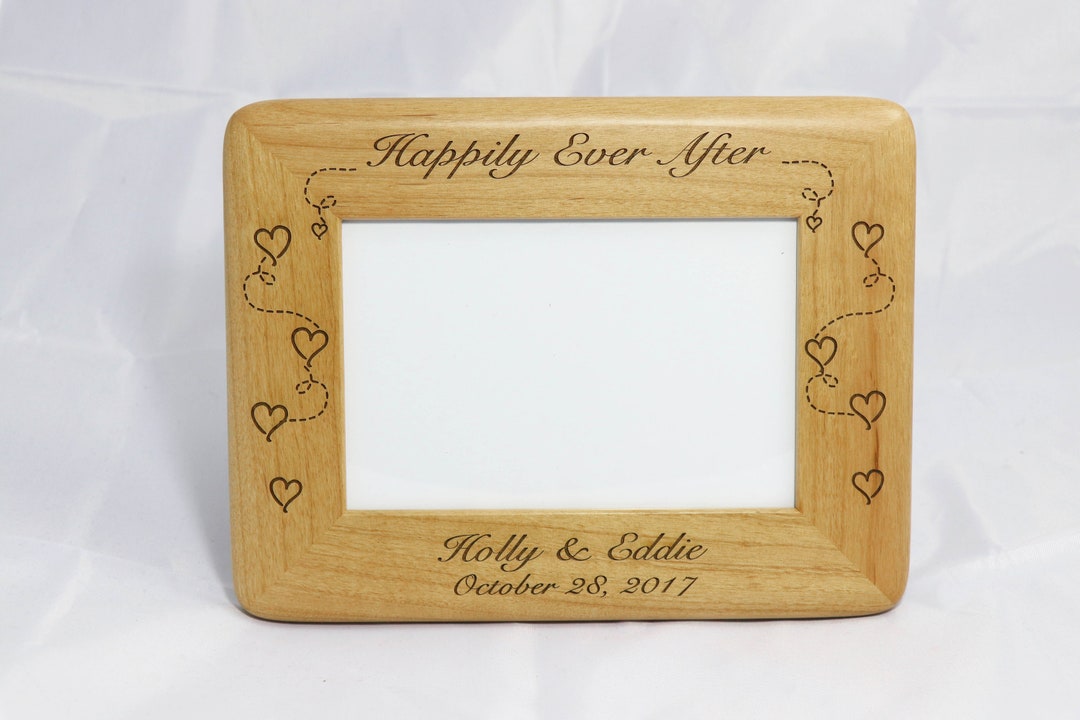 Personalized Photo Frame, Engraved Wood Frame, Wedding Gift, Custom