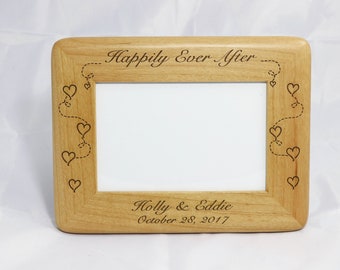 Personalized Photo Frame, Engraved Wood Frame, Wedding Gift, Custom Engraved Frame, Personalized Wedding Gift,  4x6 Frame