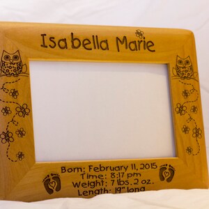 Personalized Photo Frame, Engraved Wood Frame, Baby Gift, Custom Engraved Frame, Personalized Baby Gift, 5x7 Frame image 2
