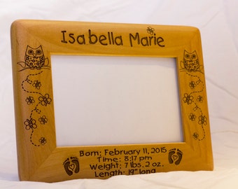 Personalized Photo Frame, Engraved Wood Frame, Baby Gift, Custom Engraved Frame, Personalized Baby Gift,  4x6 Frame