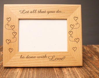 Personalized Photo Frame, Engraved Wood Frame, love photo Frame, engagement photo, marriage photo