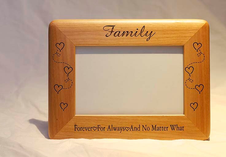Personalized Engraved Wooden Picture Frame - Family Name Custom Photo Frame