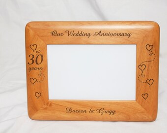 Personalized Photo Frame, Engraved Wood Frame, Anniversary Frame, Wedding Gift , Custom Anniversary Gift , Anniversary Frame