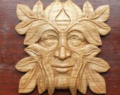 Green Man Solid Oak Furniture Decor Onlay Cabinet Fireplace Mantelpiece Wood Decor Mother Nature Tree Spirit Wood Carving