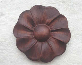 Furniture Poppy Flower Solid Stained Wood Carved Onlay Decor Fireplace Decor Mantel Decor Cupboard Decor Wall Decoration Wood Carving JW_02
