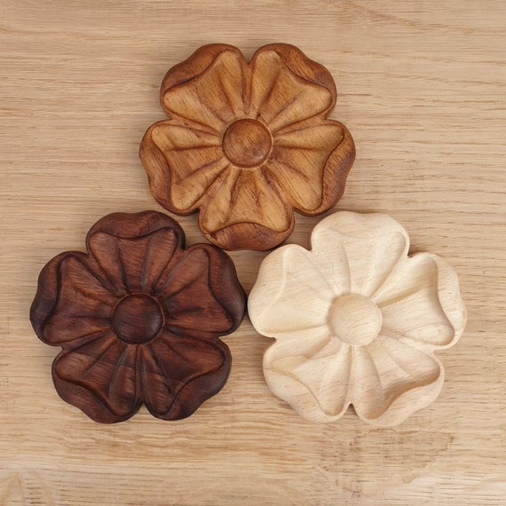 1 Piece Wood Carving Rosette Applique Shabby Chic Wood -  Portugal