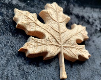 Solid Oak Carved Canadian Maple Leaf Highly Detailed Furniture Decor Onlay Fireplace Mantel Oak Woodcarving Canada Wooden Maple Leaf