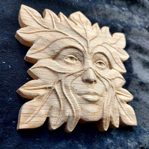 Green Woman Solid Oak Furniture Decor Onlay Cabinet Fireplace Mantelpiece Wood Decor Mother Nature Tree Spirit Wood Carving