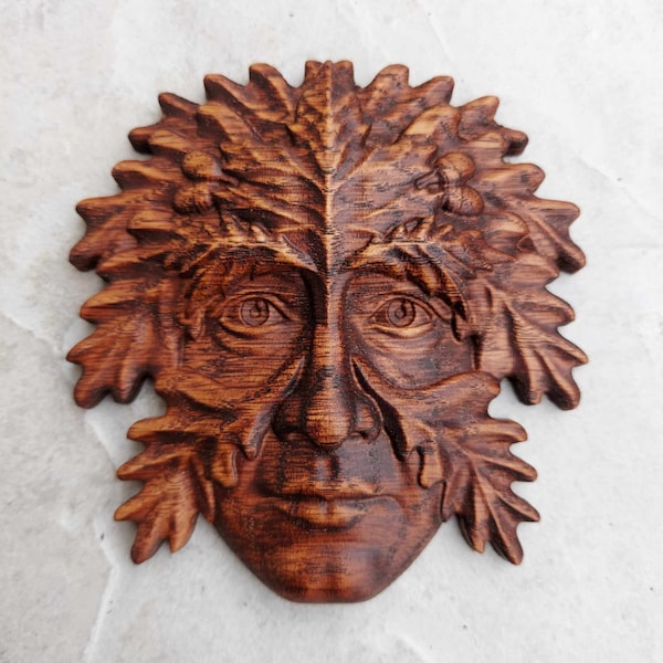 Green Man Solid Oak Furniture Decor Onlay Cabinet Fireplace Mantelpiece Wood Decor Mother Nature Tree Spirit Wood Carving