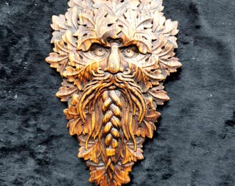 Viking Green Man Solid Oak Furniture Decor Onlay Cabinet Fireplace Mantelpiece Oak Wood Decor Mother Nature Tree Spirit Oak Wood Carving