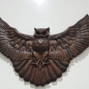 Owl Wood Carving Onlay Carved in Solid Oak Beautiful Carved Wooden Gift