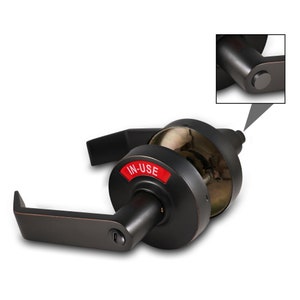 ADA Oil Rubbed Bronze Indicator Lock and Lever, Right-Handed or Left-Handed, used for family,assisted-use toilets,bathing rooms,and offices.