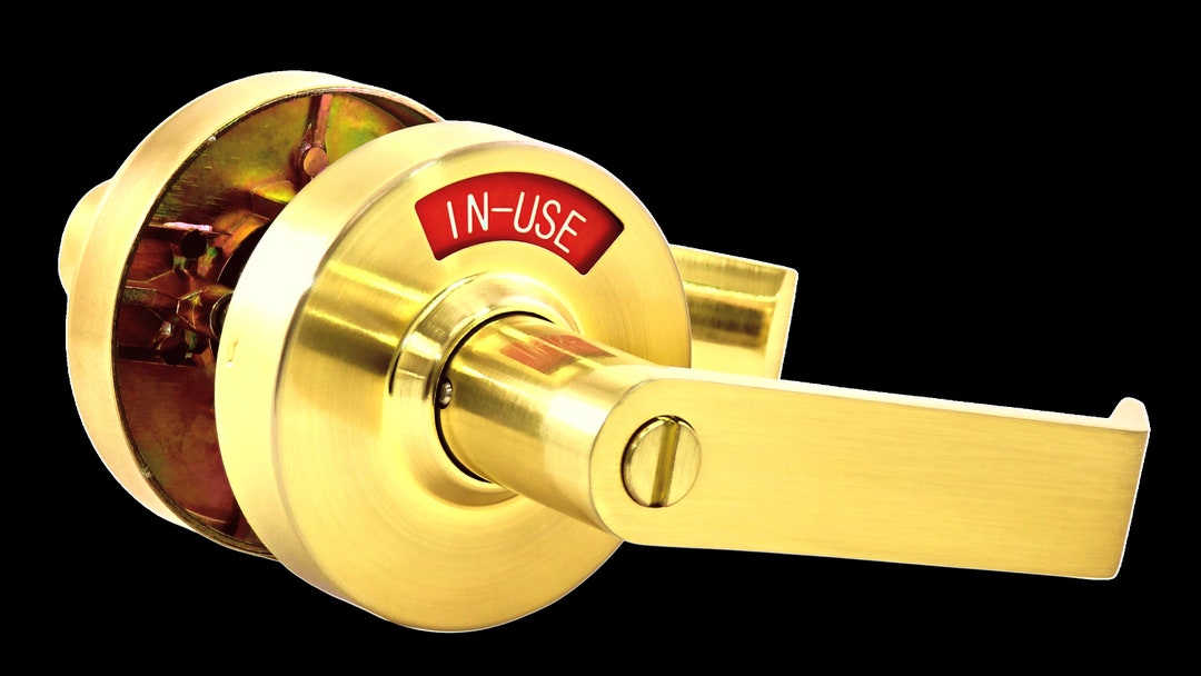 ADA Door Lock With Indicator in Satin Brass - Left-handed or Right ...