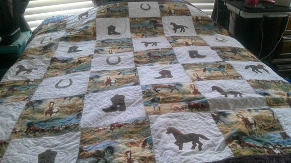 Homemade Embroider Art Horse  art Quilt Custom Made