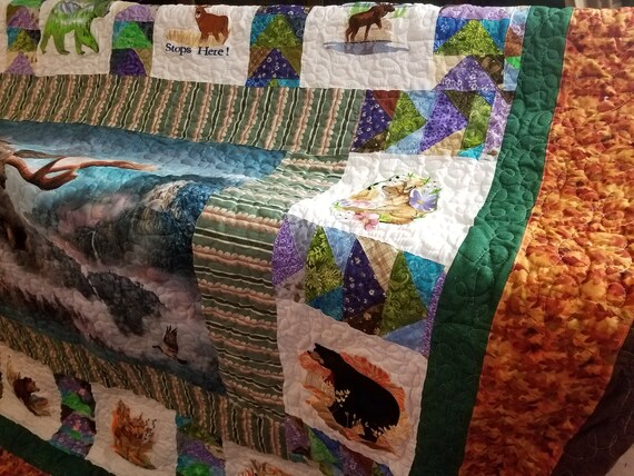 Homemade Wildlife Moose Country art Quilt Embroidered Personalized