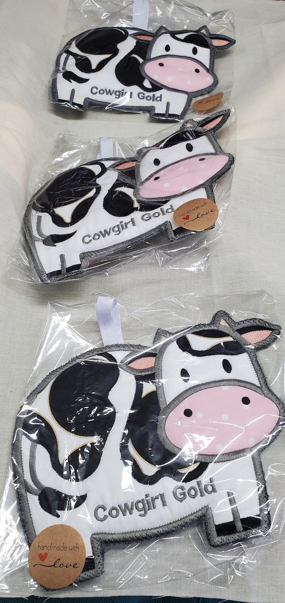 Custom Embroider Cow Potholders, Personalized, Country