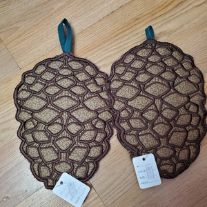 Custom Embroider Pinecone Potholders, Personalized, Country