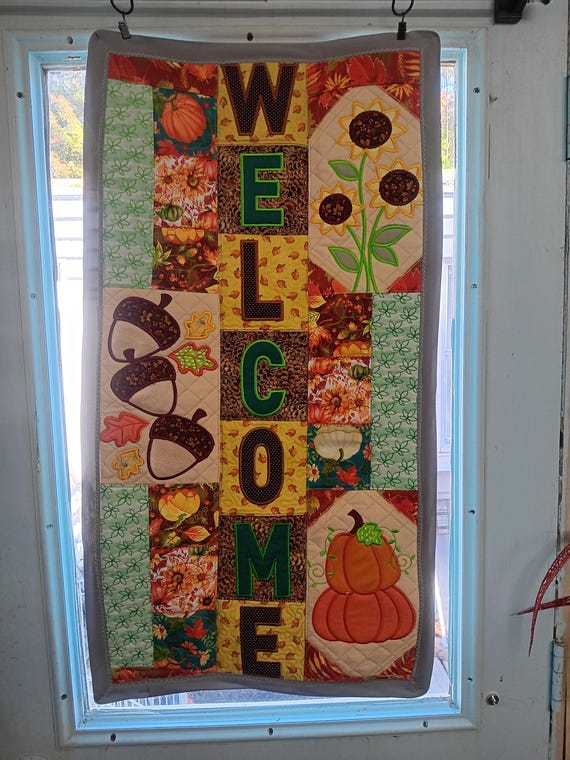 Fall Quilted Art embroidered Table rummer