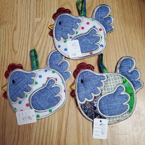 Chicken Potholder, Custom Homemade Embroider , Personalize