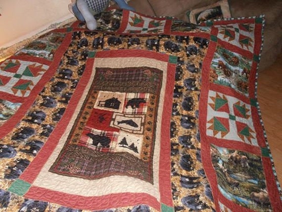 Homemade Bear art Quilt, Quilted, Custom Made, Personalized,