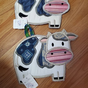 Custom Embroider Cow Potholders, Personalized, Country