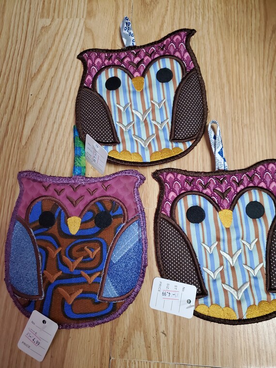 Owls Potholder, Custom Embroider Homemade and Personalized