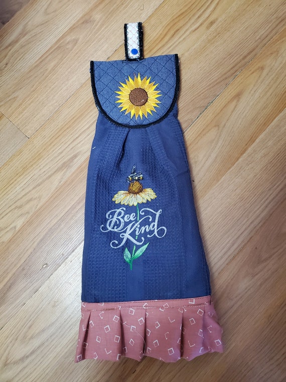 Custom Embroider Bee Sunflower, Bee Kind, Kitchen towel, Personalized