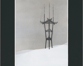 Sutro Tower monoprint art print