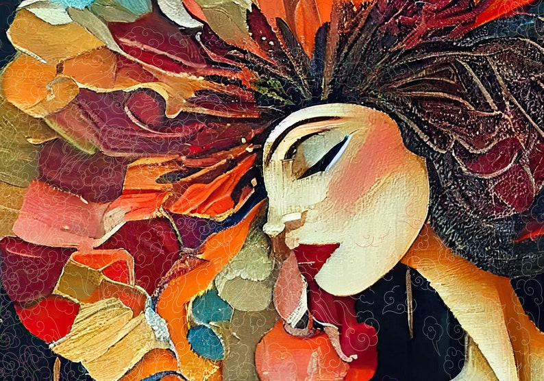 Inbloom, Digital Art, Wall Decor, Horizontal Art, Fashion Art, Flowers and Portrait, Modern Art