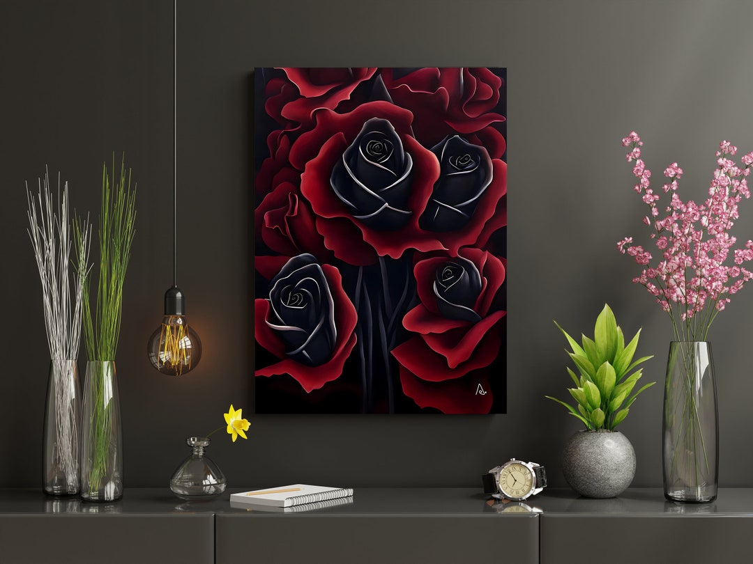 Black Rose Art I Abstract Wall Art I Large Print I Digital Art I Large