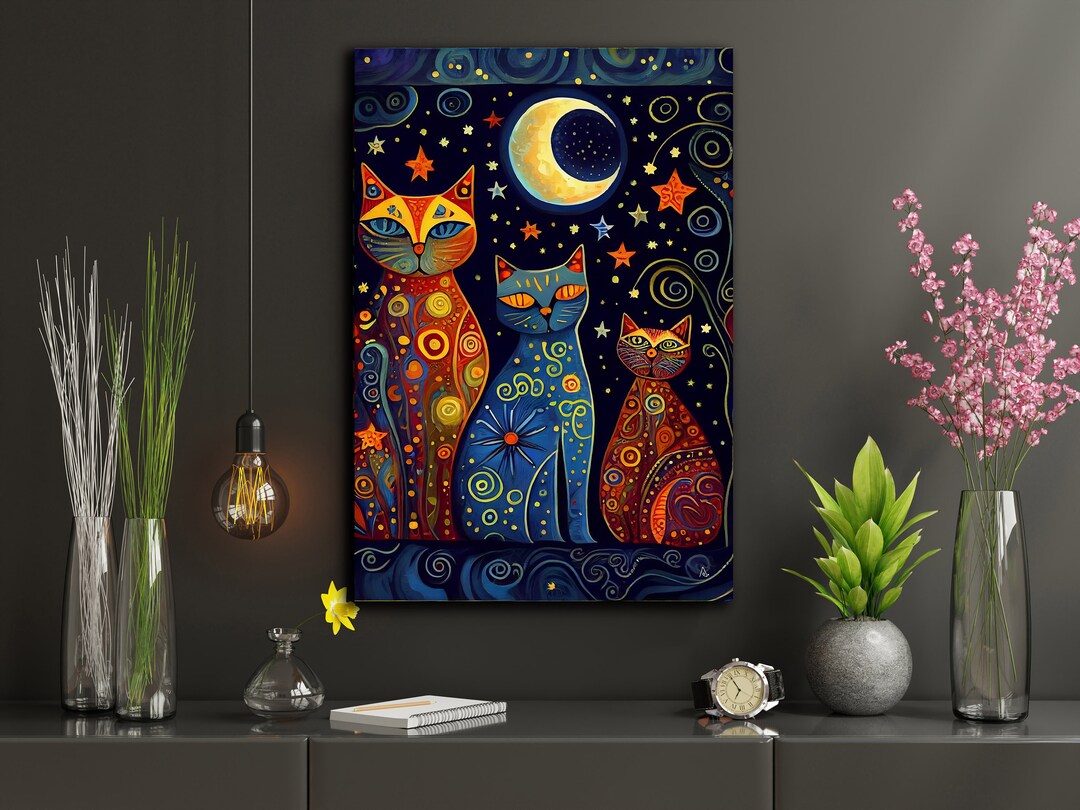 Cat Art, Cute, Children Room Art, Animal Print, Decorative, High