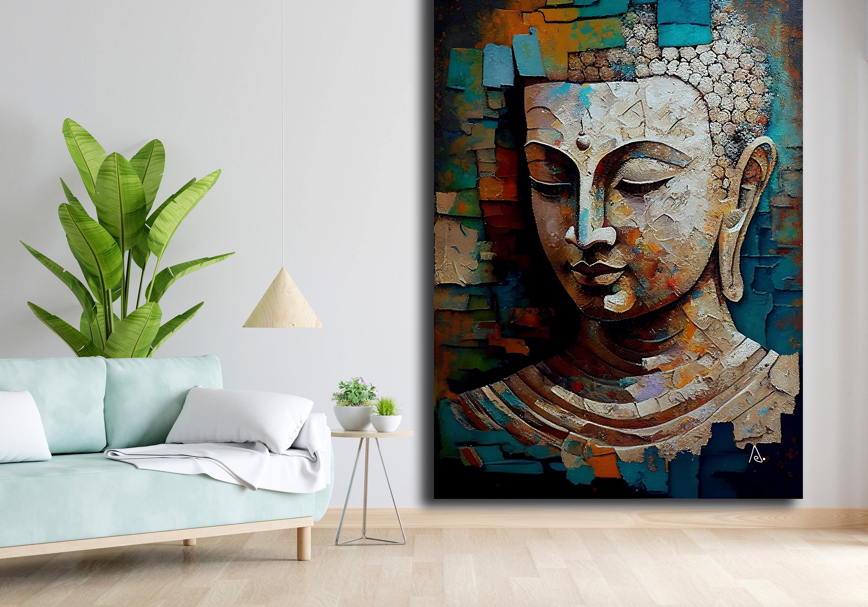 Buy Abstract Buddha Painting Large Size Canvas Wall Art - HOMAURA®