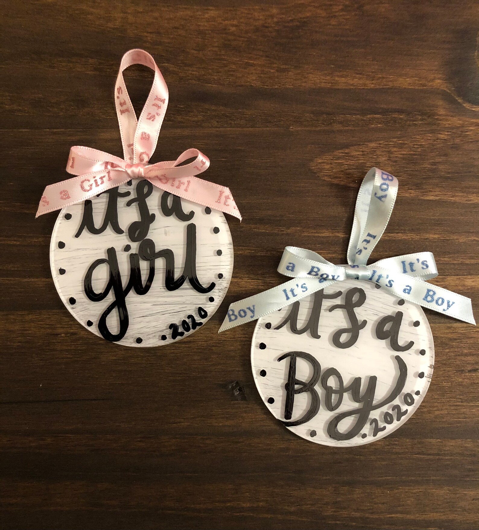 Gender Reveal Christmas Ornaments 